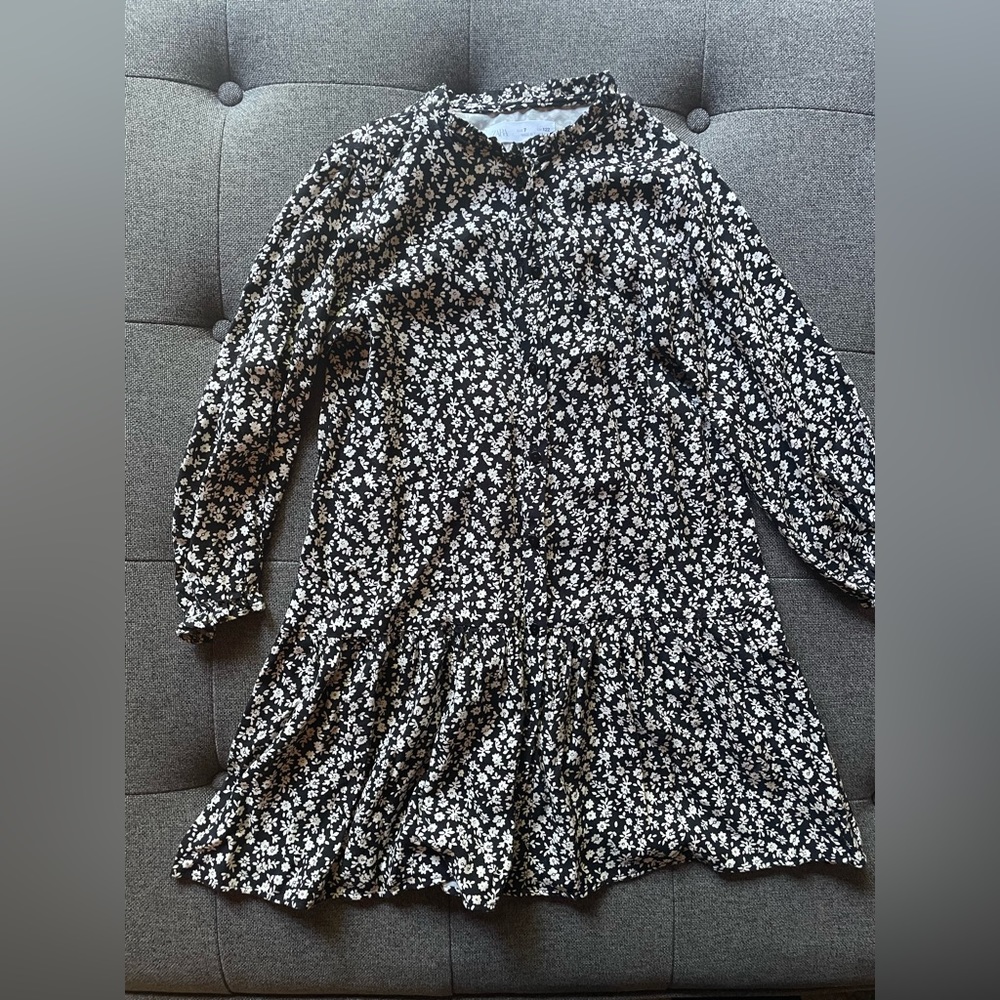 Zara Black and White Floral Dress